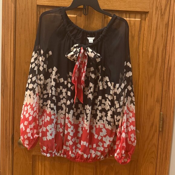 DIANE VON FURSTENBERG Pacifica Chiffon silk printed blouse SZ 12 - Picture 1 of 7